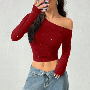 Off-Shoulder Long Sleeves Crop Top