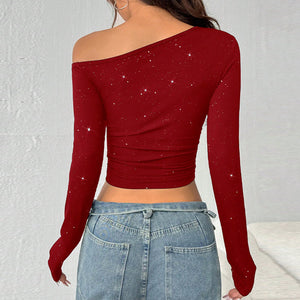 Off-Shoulder Long Sleeves Crop Top