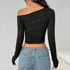 Off-Shoulder Long Sleeves Crop Top