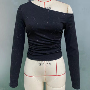 Off-Shoulder Long Sleeves Crop Top