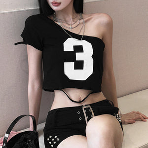 One Shoulder Black Top