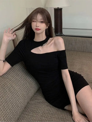 One Shoulder Cut Out Mini Dress