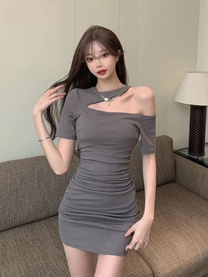 One Shoulder Cut Out Mini Dress