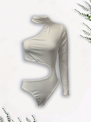 One-Shoulder White Bodysuit