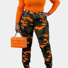 Orange Camo Cargo Pants