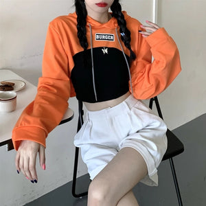 Orange Cropped Hoodie