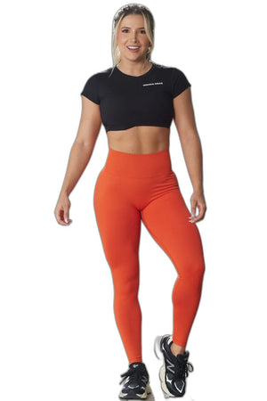 Orange Leggings Scrunch Butt - product view on white background