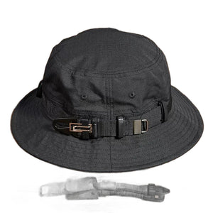 Outdoor Black Bucket Hat - product view on white background