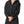 Black zip up hoodie half open on a model, three-quarter view of the drop shoulders and white CYBER logo