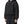 Model in the zipped black boxy hoodie and matching sweatpants, front three-quarter view of the ribbed hem