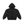 Oversized Black Zip Up Hoodie laid flat with the hood up, front view of the full zip and curved pockets