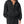 Black boxy zip hoodie worn open over bare skin, front view with a hand in the pocket of the matching pants
