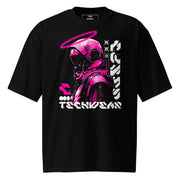 T-shirt Cyber ​​Techwear noir surdimensionné