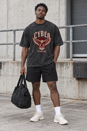 Unisex t-shirt med mineral wash og rå kanter