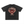 Sort unisex-t-shirt med mineralvask og råt afsluttede kanter, flat lay forfra med CYBER TECHWEAR-ørnemotivet