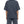 Kvinde set bagfra i den marineblå oversized t-shirt med råt afsluttede kanter og matchende vaskede shorts