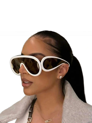 Oversized One-Piece Cyberpunk Sunglasses - product view on white background