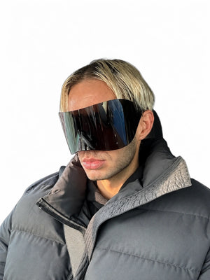 Oversized Rectangle Cyberpunk Sunglasses - product view on white background