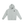 Light Gray oversized hoodie laid flat with the hood raised, front view with black chest logo and front pocket