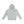 Light Gray streetwear hoodie in a clean flat front view, hood standing up, small black logo on the chest