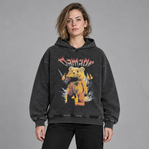Oversized Y2k Hoodie Washed Black – worn by a woman
