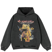 Sweat à capuche surdimensionné Y2K noir délavé