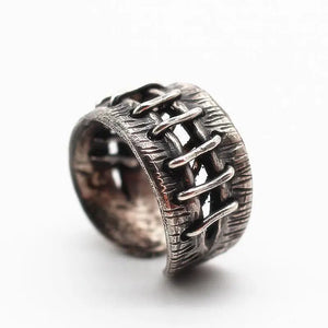 Retro Wound Stitches Ring For Men Punk Gothic Rock Hiphop Open Ring Biker Accessories Unisex Handmade Designer Jewelry L