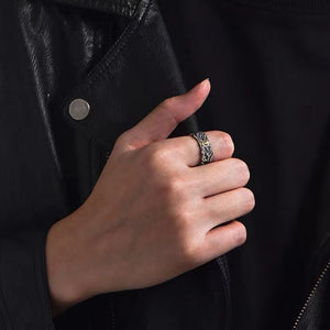 Retro Golden Sun Ring For Men SIlver Color Punk Gothic Trendy Open Ring Handmade Designer Jewelry Unisex Accessories Lov