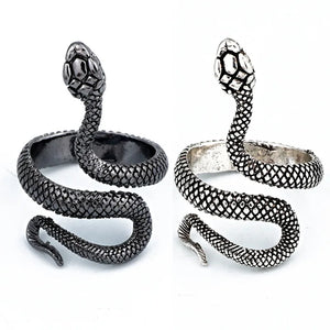 Retro Snake Python Ring For Men Women Silver Color Punk Gothic Alloy Open Ring Handmade Designer Jewelry Unisex Accessor