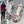 Painted Platform Y2K Shoes in Red next to a woman taking a mirror selfie in them, split view