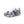 Black painted Y2K platform sneaker alone on white, three-quarter view of the doodle print