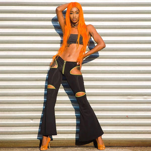 Pants with Hip Cut Out