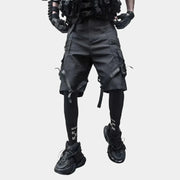 Pantalones cortos cargo negros de paracaidista