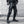 Black paratrooper cargo pants with webbing buckles