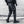 Black paratrooper cargo pants with webbing buckles