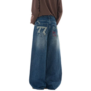 Patch Embroidery Y2K Jeans