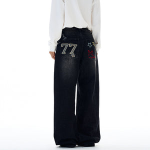Patch Embroidery Y2K Jeans