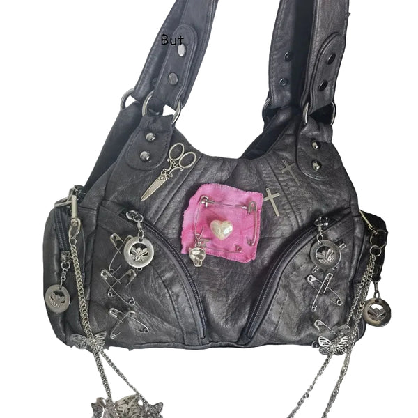 Patched iron chain Y2k Purse | Edgy Street Style Bag – Cyber Techwear