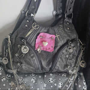 Patched iron chain Y2k Purse