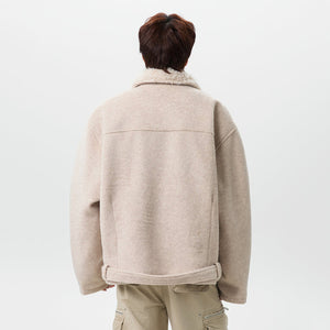 patchwork belt design Y2K Jacket