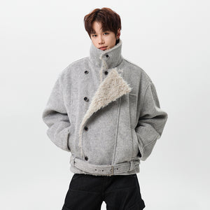 patchwork belt design Y2K Jacket