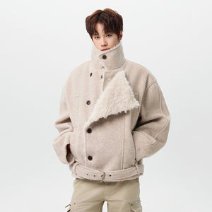patchwork belt design Y2K Jacket