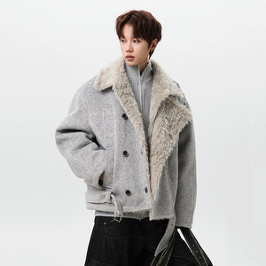 patchwork belt design Y2K Jacket