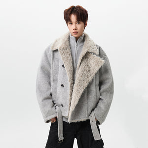 patchwork belt design Y2K Jacket