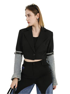 Patchwork Blazer Spring Women Jacket