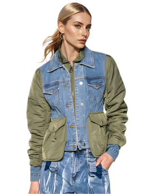 Patchwork Denim Jacket Women Spring