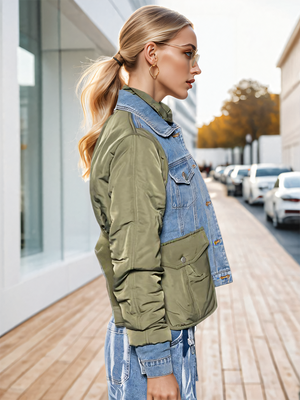 Patchwork Denim Jacket Women Spring