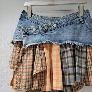 Patchwork Design Y2K Skirt