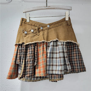 Patchwork Design Y2K Skirt
