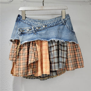 Patchwork Design Y2K Skirt